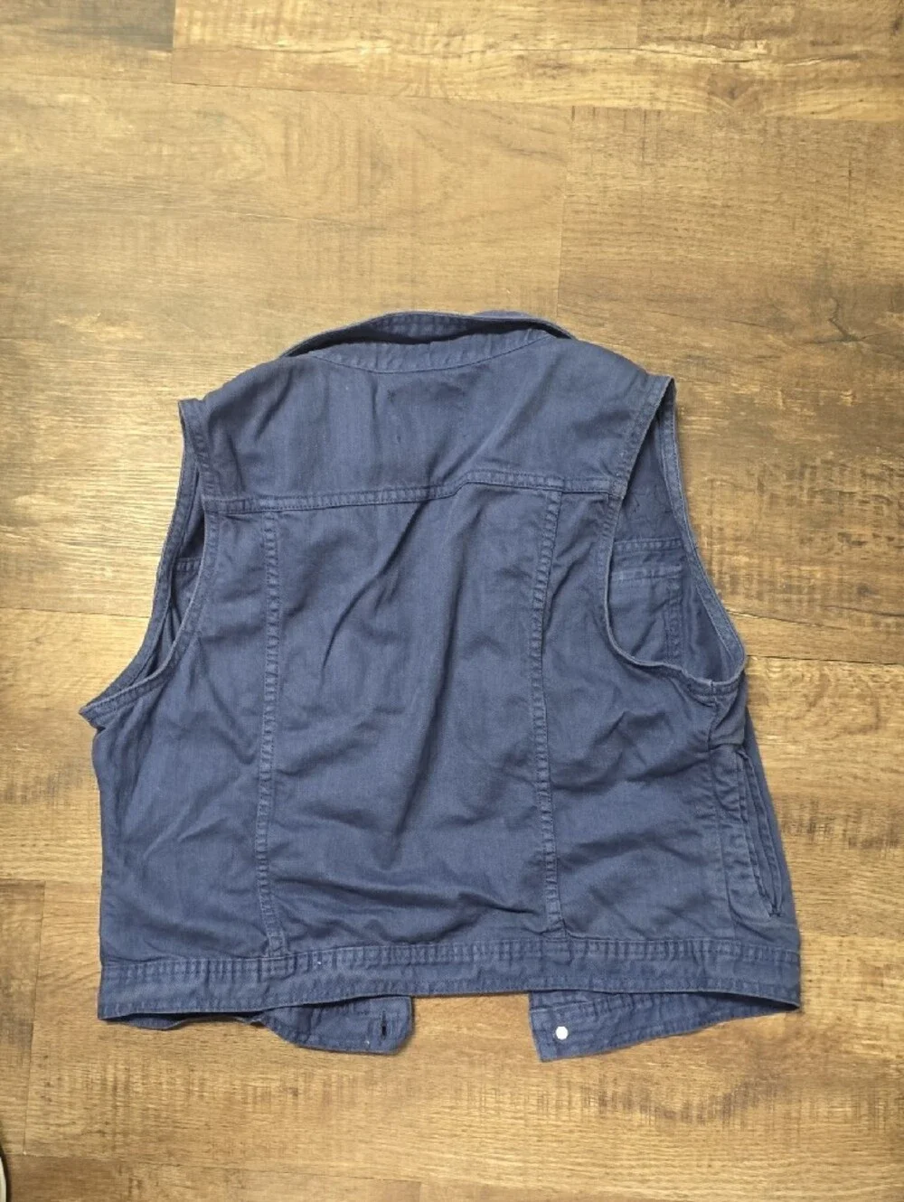 Authentic Icon Navy Star Appliqué Denim Vest With Pockets